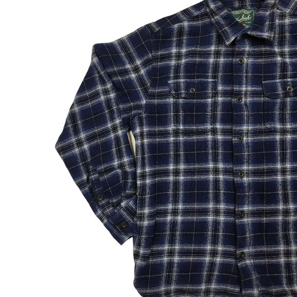 Woolrich Thick Cotton Button Down Shirt Shacket Blue Plaid Men's XL - Picture 6 of 15